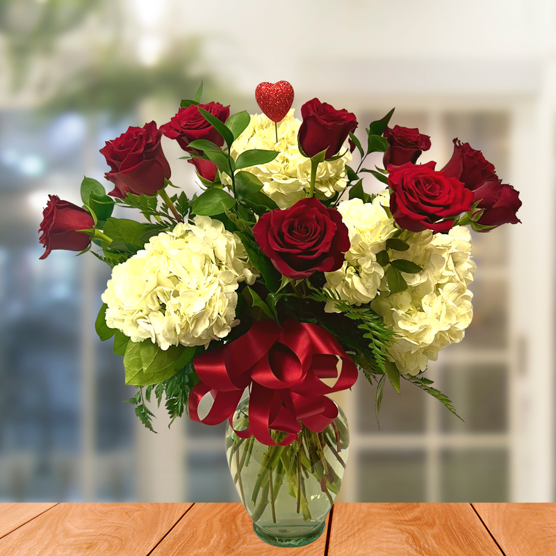 Hydrangea and Roses Vase