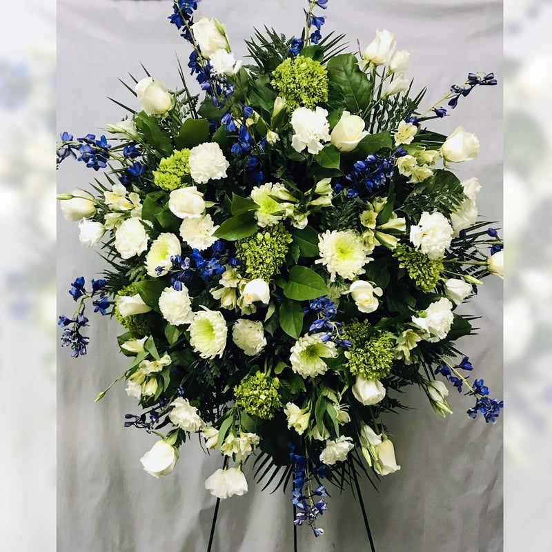 Flower Delivery Florist Funeral Sympathy Naples Blue Provence Standing Spray