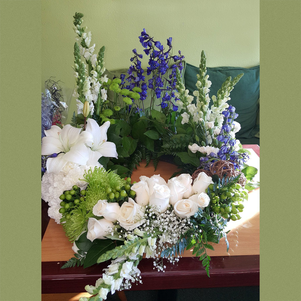 Flower Delivery Florist Funeral Sympathy Naples Blue Provence Urn Wreath