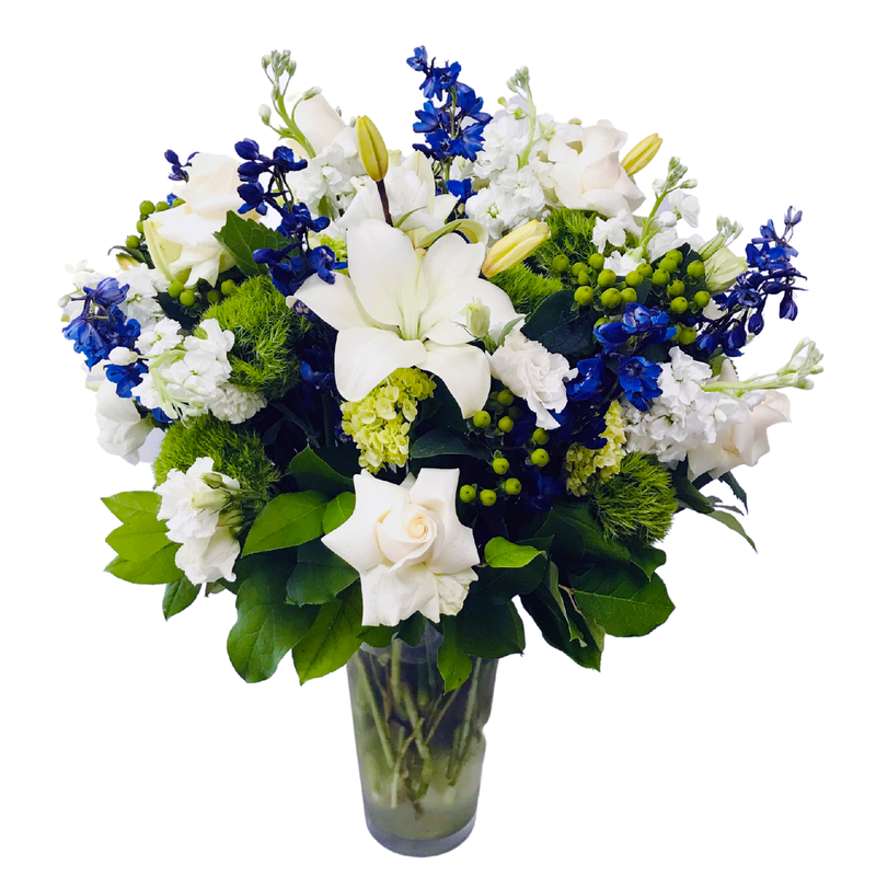 Flower Delivery Florist Funeral Sympathy Naples Deluxe Blue Provence Vase