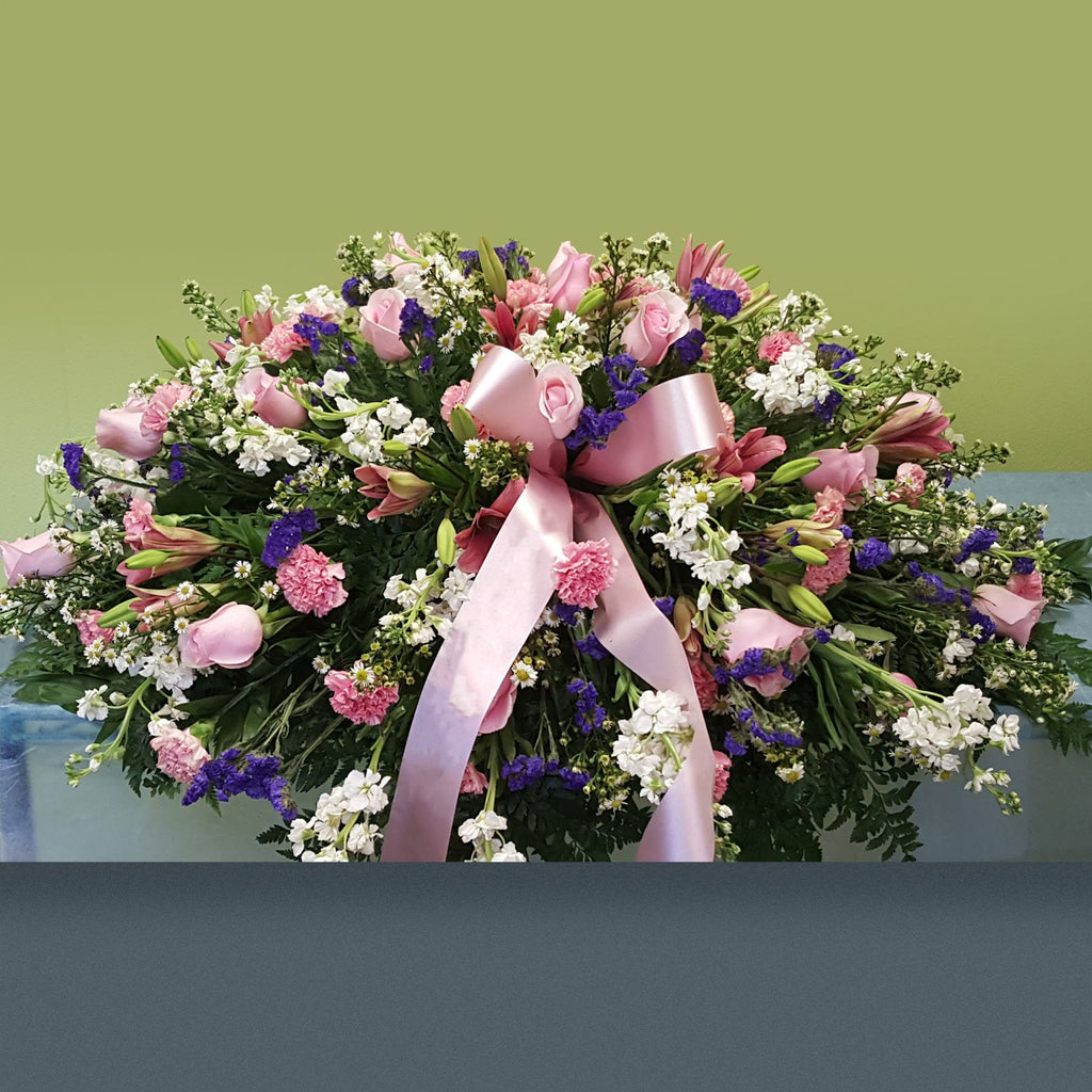 Flower Delivery Florist Funeral Sympathy Naples Pink Memorial Casket Spray